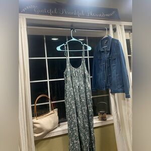 Arizona Jean Company Floral Jumpsuit - Green and White